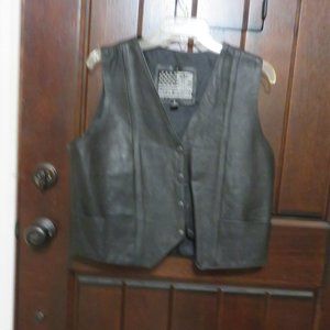 BLACK LEATHER VEST BIKERS DREAM APPAREL  SIZE L